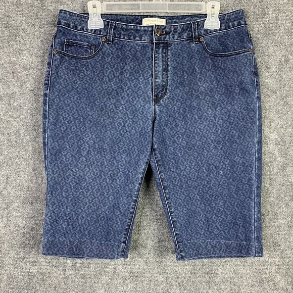 Coldwater Creek Dark Pattern Denim Natural Fit Bermuda Short No Size Tag 34Waist - Picture 1 of 11